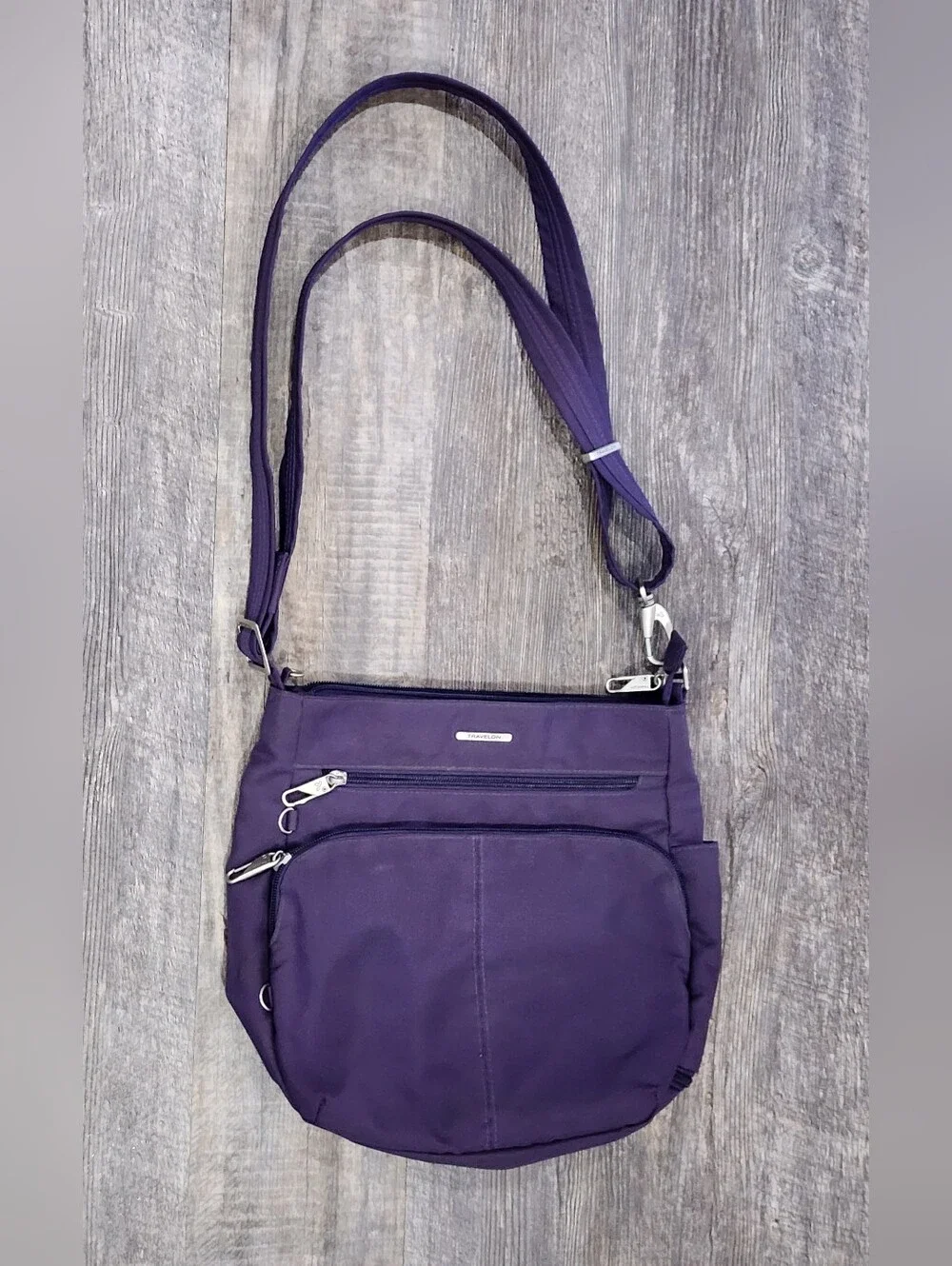 TRAVELON | Anti-Theft Classic North/South Crossbody Shoulder Bag  L| Purple - Picture 11 of 11